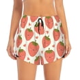 thumbnail image 2 of Picia Hand Drawn Strawberry Pattern Women's 2 in 1 Athletic Running Shorts High Waisted Workout Casual Gym Sweat Shorts with Comfy Liner Zipper Pockets-Medium, 2 of 9