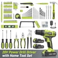 thumbnail image 3 of PULITUO 199-Piece Power Tool Set with 20V Cordless Drill Driver, 2 Batteries, Charger, LED Light and Toolbox, Home DIY Drill Set for Women and Men(Green), 3 of 8