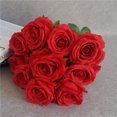 thumbnail image 5 of Matsuzay Ramo de rosas artificiales de 10 cabezas, decoración de simulación, centro de de oficina en casa, rosa falsa Flores artificiales rojo oscuro Matsuzay HA7033-11B, 5 of 5