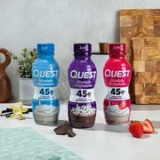 Quest Protein Milkshake, Strawberry Flavor, High Protein, Low Sugar, 14fl oz, 4 Count