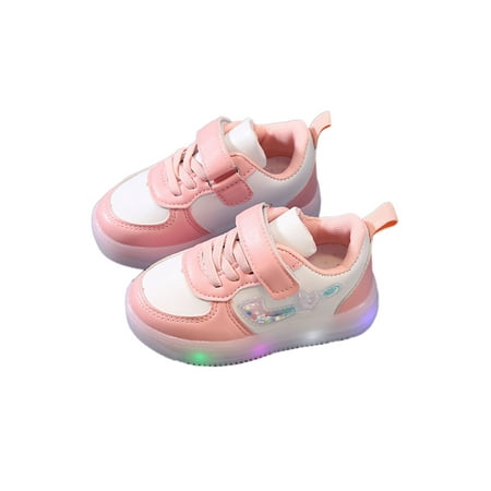 

Fangasis Children Running Shoe LED Skate Shoes Magic Tape Sneakers Unisex Trainers School Fashion Sport Athletic Sneaker Pink 7C