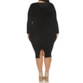 thumbnail image 3 of White Mark Women's Plus Size Long Sleeve Rib Midi Sweater Dress, 3 of 6