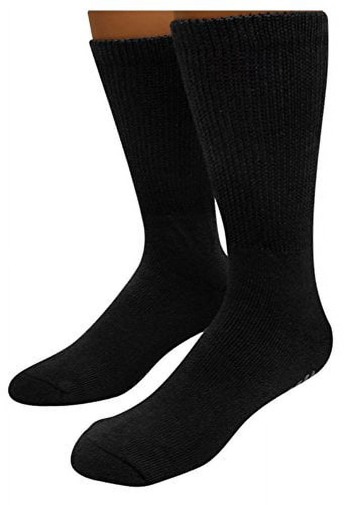 Diabetic Socks - Non Skid Hospital Loose Fitting Slipper Socks With Gripper Bottoms 2 Pack Savings - Gripper socks - Men's Size 13-15 (Black)