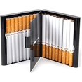 thumbnail image 5 of 2 paquetes de cigarrillos ultradelgados y livianos de acero inoxidable (plateados/negros), los paquetes de cigarrillos de metal pueden acomodar 20 cigarrillos masculinos clásicos y elegantes, 5 of 5