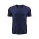 thumbnail image 2 of Camisetas de manga corta y cuello redondo para hombre, camisetas de entrenamiento, fitness, transpirables, elásticas, de color liso, para exteriores, de poliéster., 2 of 5