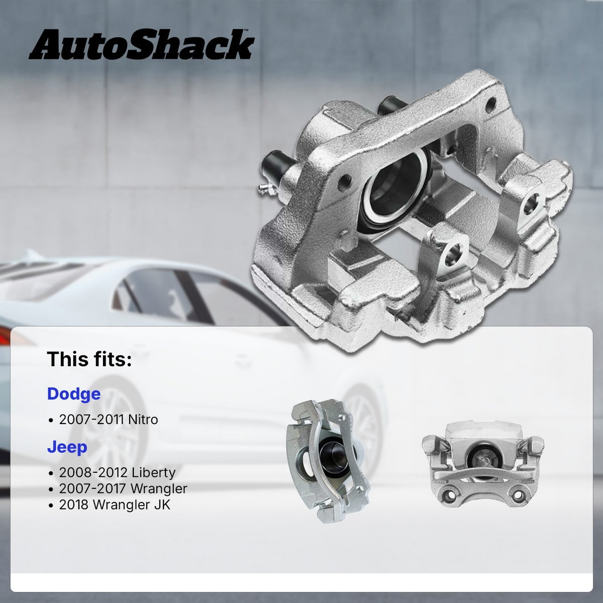 AutoShack Rear Brake Calipers for Jeep & Dodge, Wrangler 2007-2017 Liberty 2008-2012 Nitro 2007-2011 Wrangler JK 2018, 4WD RWD V6 3.6L 3.7L 3.8L 4.0L, Left and Right, Pair