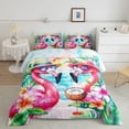thumbnail image 4 of Feelyou Couple Flamingo Full Size Comforter Sets, Kawaii Tropical Animal Bedding Comforter Set, Palm Beach Reversible Bedding Sets, Ultra Soft Home Decor,3 Pieces, 4 of 8