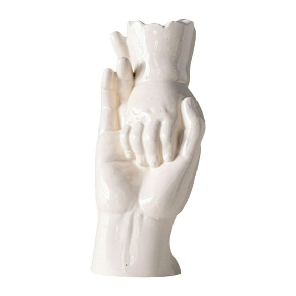 Jarrón de cerámica para flores, jarrón de escritorio, jarrón portátil para el hogar, arreglo floral, jarrón para inauguración de la casa, accesorios para el comedor. Blanco