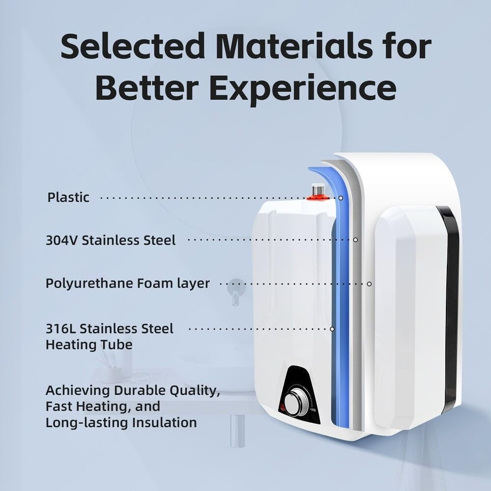110V-120V 1.5Kw Small Under Sink Tank 2.16Gallon Water Heater Hot Storage,Mini Instant Electric RV TR Trailer Kitchen Compact Point-of-Use, (2.16gallon)