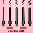 thumbnail image 2 of 5 In 1 Curling Iron Wand Set, Black Curling Wand 0.35 To 1.25 Inch, 2 of 3