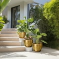 thumbnail image 2 of Round Gold Ceramic Plant Pots Set (6,8,10") -stillaflora Flower Pots for Indoor & Outdoor Plants for Potted Flowers & Greens, Indoor Outdoor Planters for Patio Balcony, 2 of 7