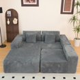 thumbnail image 6 of SEENYOO 112.99" Cloud Couch, L Shaped Sectional Sofa, Plush Corduroy Modular Deep Seat, Upholstered with Right Facing Chaise, No Assembly, for Living Room Bedroom, Gray, 6 of 12