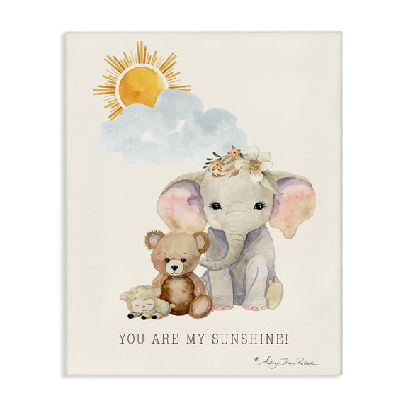 Stupell Industries My Sunshine Elephant & Teddy Canvas Wall Art design by Audrey Jeanne Roberts, 20 x 16
