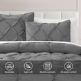 thumbnail image 3 of Bourina 3-Piece Twin Size Comforter Set, Pleated Wrinkle-Resistant Microfiber Bedding, Grey,All-Season, 3 of 7