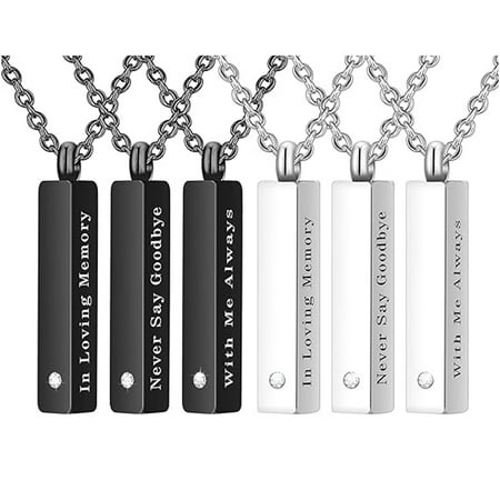 6 Pcs Urns Necklaces for Ashes Adult Male Cremation Jewelry for Ashes Stainless Steel Keepsake Cremation Necklace for Human Ashes