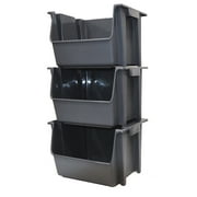 Mighty Tuff Garage Stacking Storage Bin, Plastic, Gray