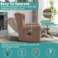 thumbnail image 3 of MEETWARM Power Swivel Rocking Glider Recliner Chair with Heat and Vibration, Electric Rocker Nursery Reclining Chair, Wingback Tufted Upholstered Recliner for Living Room, Type-C & USB Ports (Brown), 3 of 8