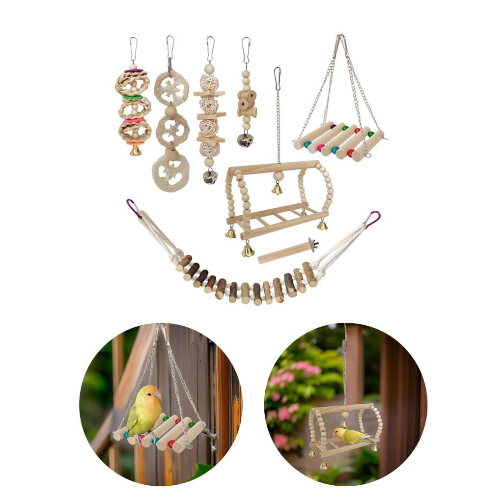 Bird Tearing Puzzle Perch Toy Bird Cage Chewing Toy Rattan Standing Toy for Small Bird Birdcage Decors Bird Supply