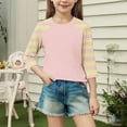 thumbnail image 5 of NAISIBABY Girls Long Sleeve Tops 7 T, Fashion Striped Round Neck Casual Pullover T-Shirt Pink(4-15T), 5 of 7