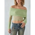 thumbnail image 5 of nvzhuang Women’s Knit Crop Tops Fashion Off Shoulder  Long Sleeve T-Shirts Cropped Sweater, 5 of 6