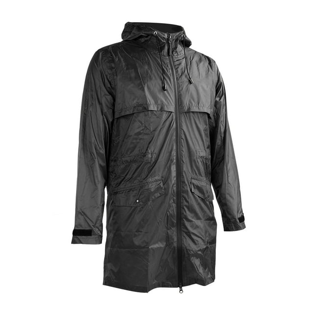 Veste de Pluie Imperméable et Coupe-Vent en PVC pour Hommes, avec Capuche Réglable à Rayures Réfléchissantes Idéale pour la Randonnée Pêche en Plein Air