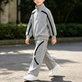 thumbnail image 2 of Fengqque Boy's Active Tracksuits Sets Full Zip Long Sleeve Sports Jogging Suits Athletic Running 2 Piece Sweatsuits Gray 14-15 Years, 2 of 6