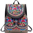 thumbnail image 2 of Women Vintage Embroidery Ethnic- Backpack- Flower Shoulder Bag Purse,Fashion Handbag Small Drawstring Casual Travel Daypack (Embroidered Backpack), 2 of 4