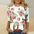 thumbnail image 2 of Wanfds Hauts de Mode Multicolores pour Femmes 2024 Col Rond Manches Trois-Quarts TTG, 2 of 5