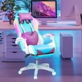thumbnail image 2 of Xinwanna Gaming Chairs for Adults - Computer Chair with Footrest & Ergonomic High Back, LED Light, 360° Swivel Height Adjustable Gamer Chairs Office Chair for Working Gaming Resting Sleeping, Purple, 2 of 7