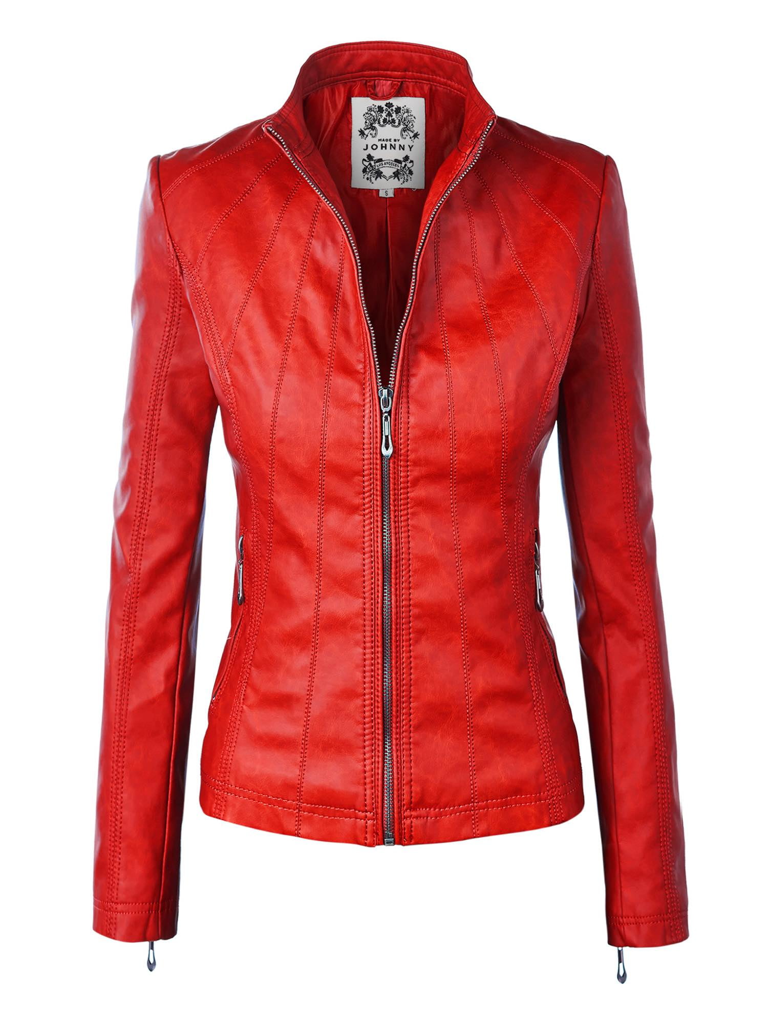 Made by Johnny - MBJ WJC877 Womens Panelled Faux Leather Moto Jacket ...
