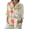 thumbnail image 2 of YLHFASHION Chemise à Imprimé Floral Rétro pour Femmes, Imprimé Géométrique Abstrait, Chemise à Imprimé Artistique, Chemise Décontractée à Imitation Ligne, Col en V, jusqu'à 50 % de Rabais, Chemises pour Femmes, 2 of 4