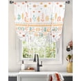 thumbnail image 3 of Orange Teal Botanical Tie Up Curtains for Kitchen Bathroom Bedroom Windows 63 Inch Length, Boho Ethnic Geometric Abstract Balloon Drape Curtains Shade Rod Pocket Drapery Curtain Panel, 46"x63", 3 of 7