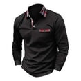 thumbnail image 4 of Charmgo Mens T-Shirts Clearance, Men's Fashion Spring and Autumn Casual Long Sleeve Button Solid Color Long Sleeve T Shirt Top Golf Shirts for Men, Polo Shirts for Men Black L, 4 of 4