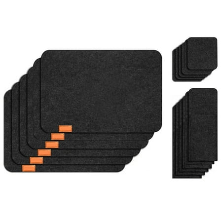 

Felt Anthracite Place Mats Washable Wipe Clean Glass Coasters Cutlery Pockets Heat Resistant Place Mats Coasters 6 Set