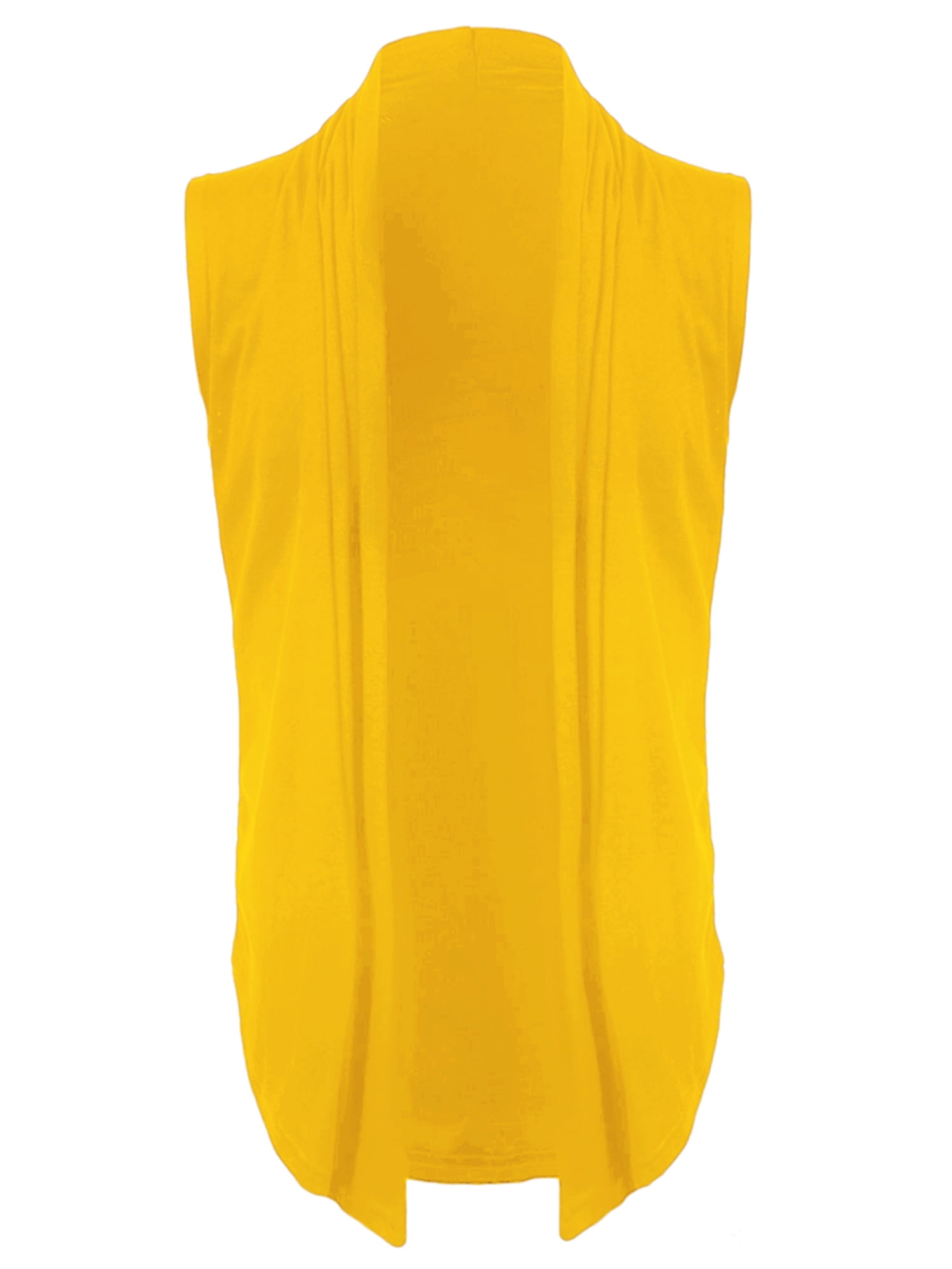 DARING DIVA Men's Sleeveless Open Front Asymmetric Hem Cardigan Vest 46 Yellow