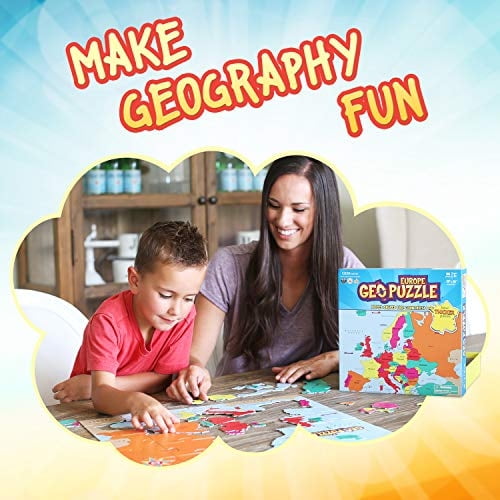 Geotoys - Geopuzzle Europe - juguetes para niños educativos para niños y niñas, geografía de 58 piezas j Geotoys Geotoys