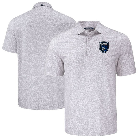 Men's-Cutter & Buck  Gray San Jose Earthquakes Big & Tall Pike Eco Flora Print Recycled Polo