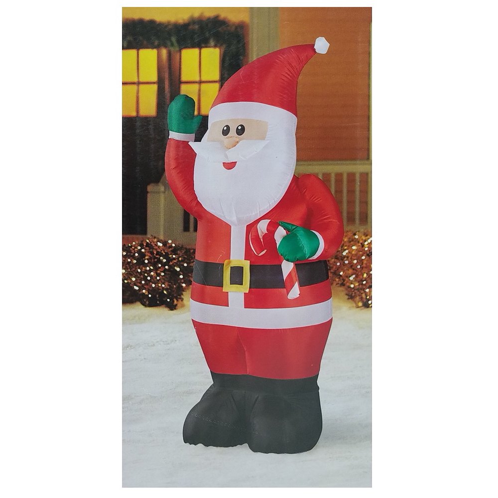 Home Accents Holiday 6.5 ft LED Santa with Candy Cane Airblown
