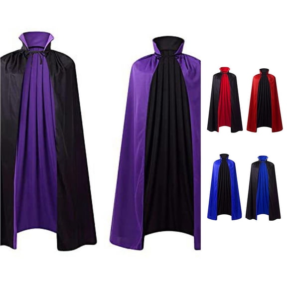 Xiaoxatg Vampire Cape Unisex Full Length Grim Reaper Cloak with Attached Hood and Floor Sweeping Hem for Halloween Night and Haunted Purple One Size