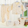 thumbnail image 2 of Favoffer Newborn 5-Piece Set Baby Girls' Long Sleeve Tees Pants Snug Fit Cotton Lightweight Clothes Bodysuits Bedtime Gifting Infant 0-3 Months, 2 of 9