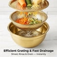 thumbnail image 4 of 3 in 1 Stainless Steel Grater Shredder Slicer with Colander Drain Basin Bowl for Vegetables Fruits Salad as Washing Basket in Kitchen, Gold, 10.23inch, 4 of 6