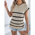thumbnail image 6 of Sleeveless Sweater Vest Summer Sweater for Women Crewneck Sleeveless Clothes 2025 Trendy Casual Knit Tops Khaki S, 6 of 7