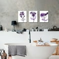 thumbnail image 4 of Hieng 3 Piece Purple Flower Canvas Wall Art Abstract Transparent Floral with Butterfly Painting Picture Prints Modern Lavender and White Bathroom Decor Unframed, 4 of 6
