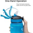 thumbnail image 3 of Botella de agua potable sin BPA a prueba de fugas de 32 oz con marcador de tiempo y pajita azul TUNC Sencillez, 3 of 5