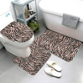 thumbnail image 3 of Bathroom Rugs Sets 3 Piece - Zebra Skin Leopard Print Absorbent Non Slip Bath Mats, U-Shape Toilet Lid Cover, Contour Mat, Soft Washable Shower Mats Bath Rug Mat for Bathroom Tub Toilet, 3 of 7