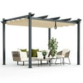 thumbnail image 1 of Costway 10x12ft Outdoor Aluminum Retractable Pergola Canopy Shelter Grape Trellis Beige, 1 of 10