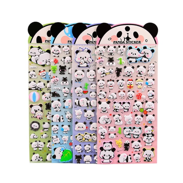 Pegatinas 3D con forma de panda hinchado para bolsa de fiesta infantil (4 hojas)