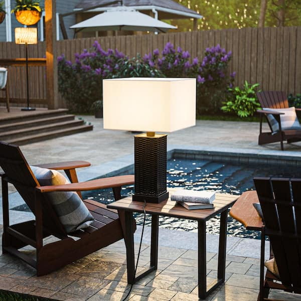 Ceybo Square Black Outdoor/Indoor Square Table Lamp 27.5 in