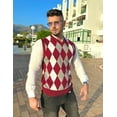 thumbnail image 4 of COOFANDY Mens Casual Slim Fit V-Neck Rhombus Business Knitwear Sweater Vest, 4 of 16