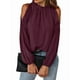 thumbnail image 1 of Blusas Elegantes e Informales para Mujer, con Hombros Descubiertos, Cuello con Volantes, Camisas de Moda de Otoño para el Trabajo Vino Tinto XXXL, 1 of 10